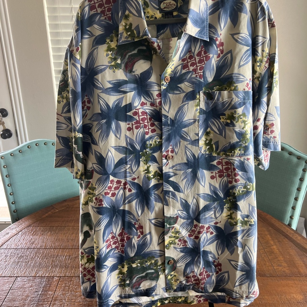 Tommy Bahama Floral Hawaiian Shirt in Blue and Green